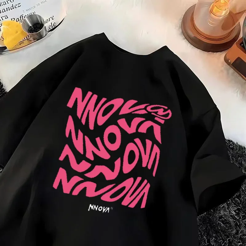

Summer Fashion European Trend Twist Printing Men's and Women's Casual T-shirts Simple Short Sleeve Large Size Universal