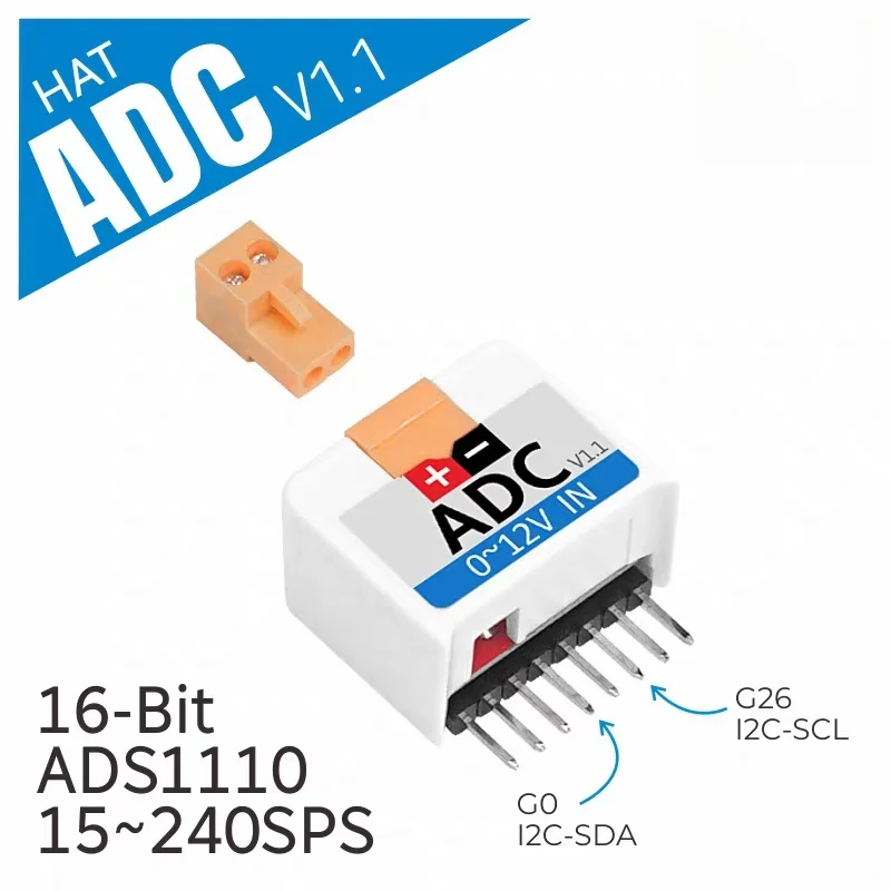 Official M5Stack ADC HAT V1.1 Analog-to-Digital Conversion Module Compatible with M5StickC Series ADS1110