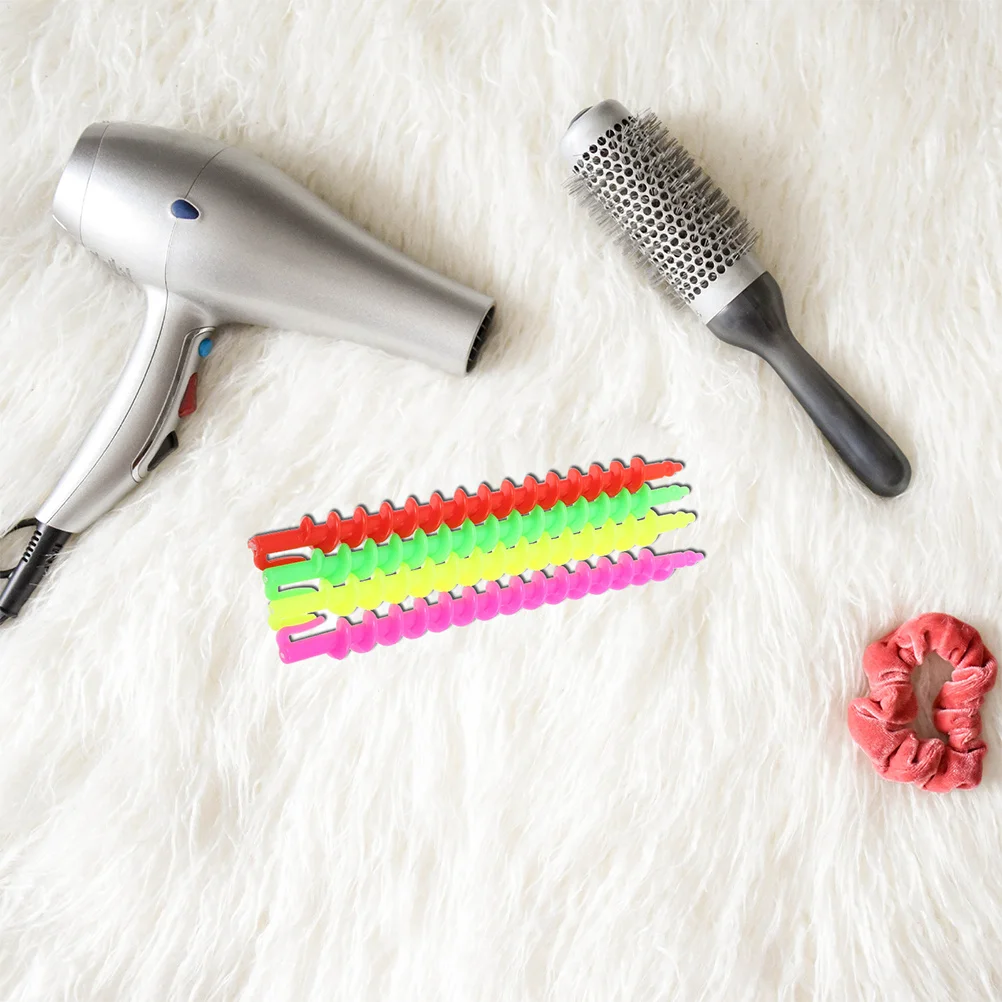 

52Pcs Plastic Hair Perm Rods Kit Flexible Spiral Curlers for Long Or Short Non Damaging Design Perm Kit for Women At