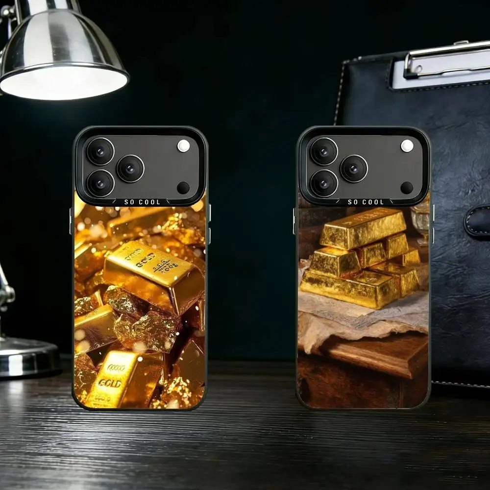 

Fine Gold Phone Case For iPhone 17,16,15,14,13,12,11,Pro Max,Plus Candy Silver Cover