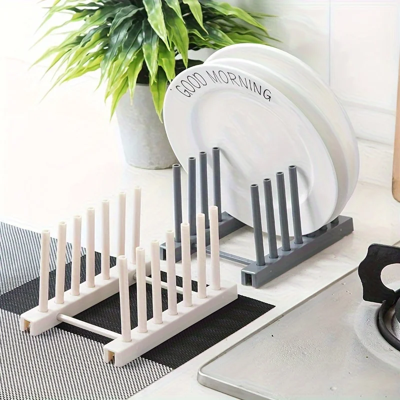 

1pc Dish Drainer Rack Kitchen Plates Holder Organizer Plates Display Shelf Pot Lid Storage Stand Plate Detachable Save Space