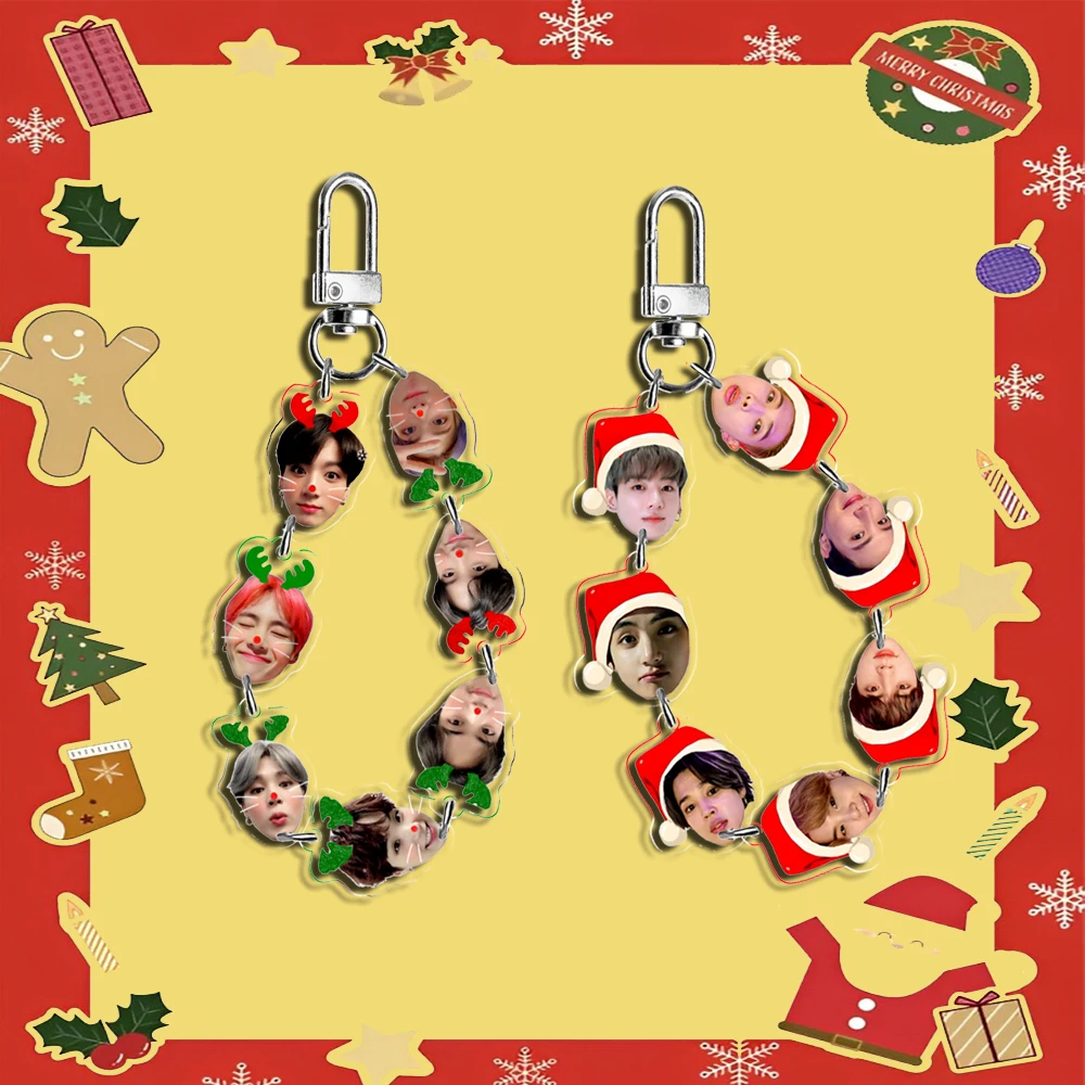 Милый акриловый брелок Kpop Idol Bunch с Рождеством, забавный брелок для ключей Funs, подарочные аксессуары, товары