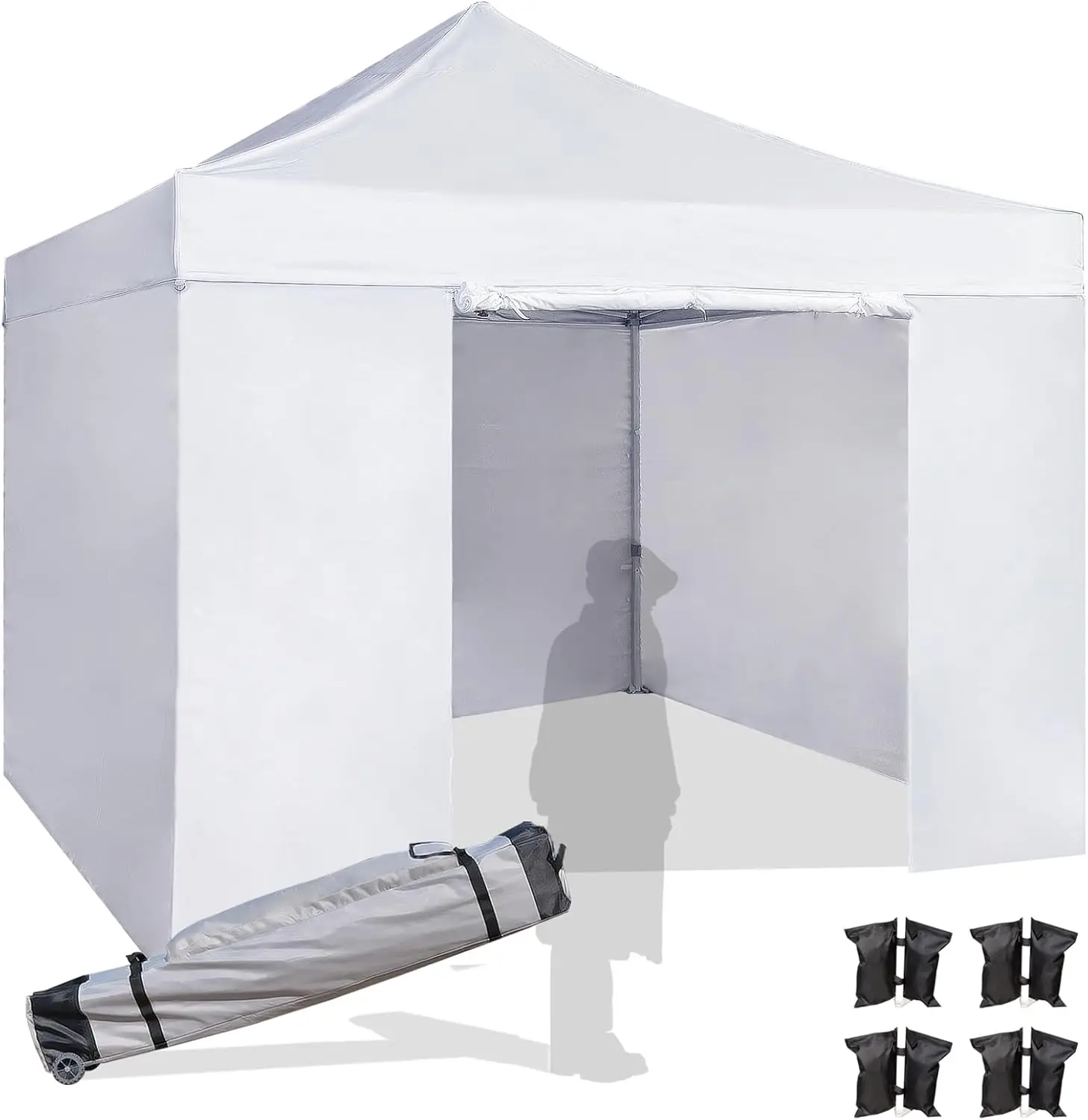 

Easy 10x10 Pop Up Canopy Tent with 4 Sidewalls, Heavy Duty Commercial Use, Peak Tensioner Frame, Industry-Leading 3000mm Wate
