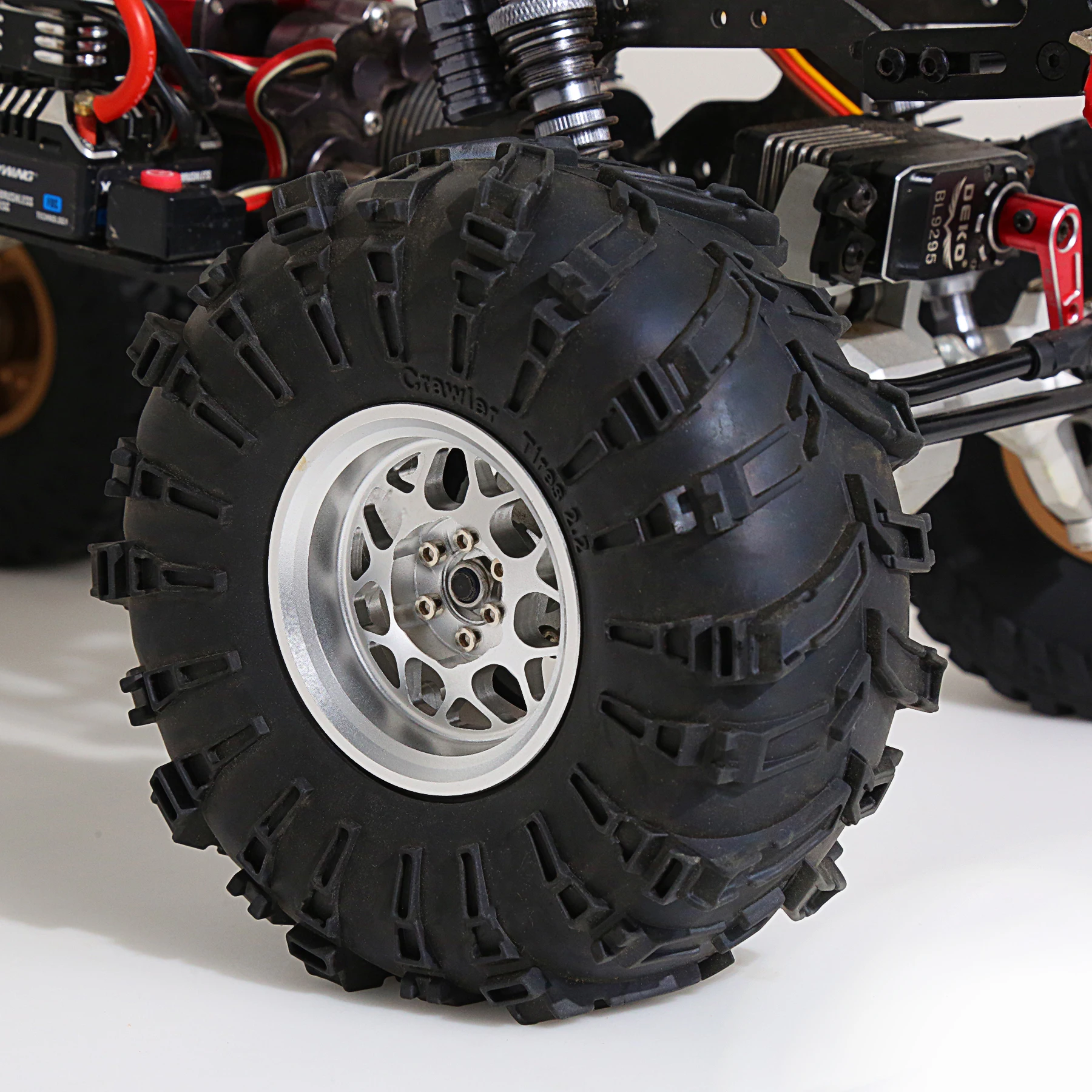 Set di pneumatici per cerchioni Beadlock da 2,2" 4 pezzi 138 mm - Aggiornamento definitivo per auto cingolate RC 1/10 come Axial SCX10, Wraith, Traxxas