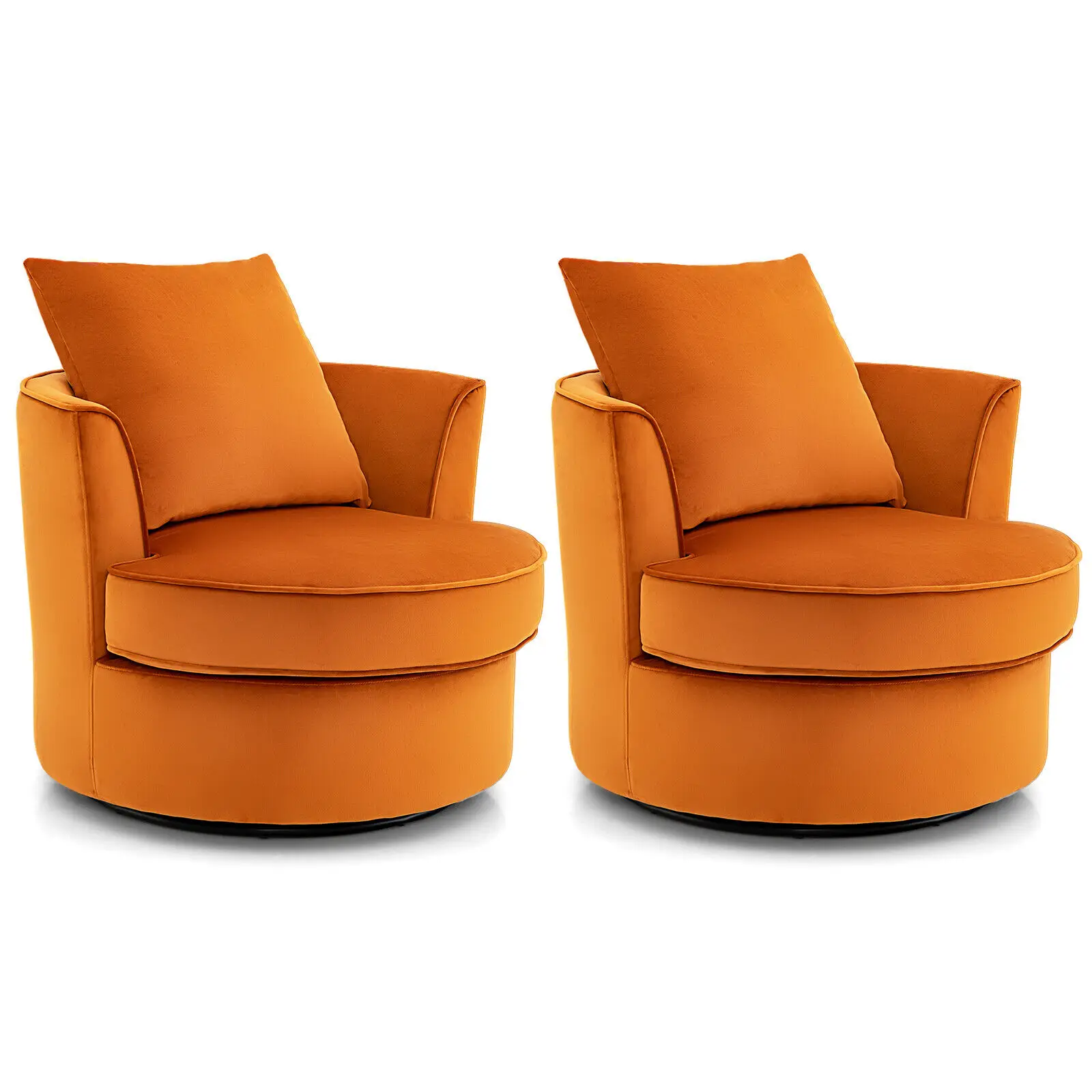 Costway Set of 2 Modern Swivel Barrel Chair Accent Round Club Chair No Assembly Orange