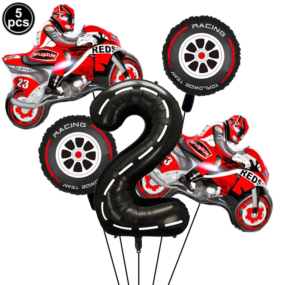 Motorrad Geburtstag Dekoration Motorrad Ballon Motorräder Helm Folie Ballon für Junge Motorrad Globus Rennen Geburtstag Liefert – Detail 6
