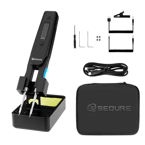 SEQURE HT140 2-IN-1 ホットピンセット & はんだごて C210 チップと互換性ポータブルピンセットはんだ付けステーションサポート PD | QC | DC