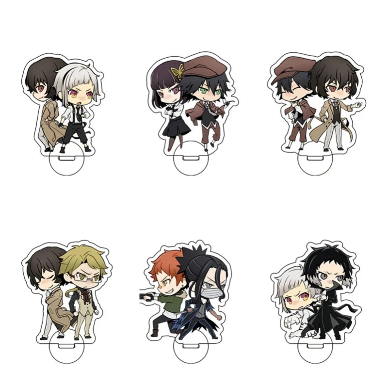 Bungo Stray Dogs Couple Lovely Standee Acrylic Keychain Dazai Akutagawa Bag Pendant Detective Boys Anime Kawaii Bag Charm Gift