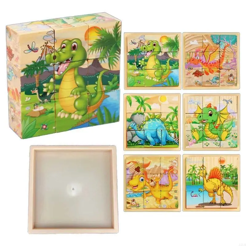 Handgreifbares 3D-Puzzle aus Holz, Tangram, 9 Stück, für Baby, Kindergarten, Raumaufklärung, A2UB