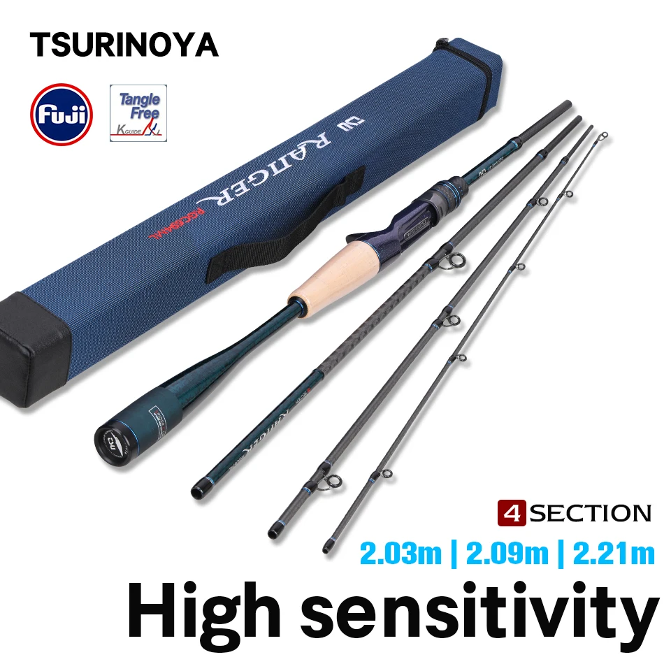 

TSURINOYA Ultralight Portable Fishing Rod RANGER 2.03m 2.09m 2.21m BASS PIKE Rod FUJI Guide Expedition Fishing Tackle