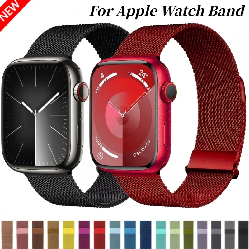 สายนาฬิกาแบบ Milanese LOOP สำหรับนาฬิกา Apple 10 9 8 7 45มม. 41มม. 42มม. 46มม. สายรัดข้อมือแม่เหล็ก ULTRA 2 49มม. iWatch 6 5 4 SE BAND