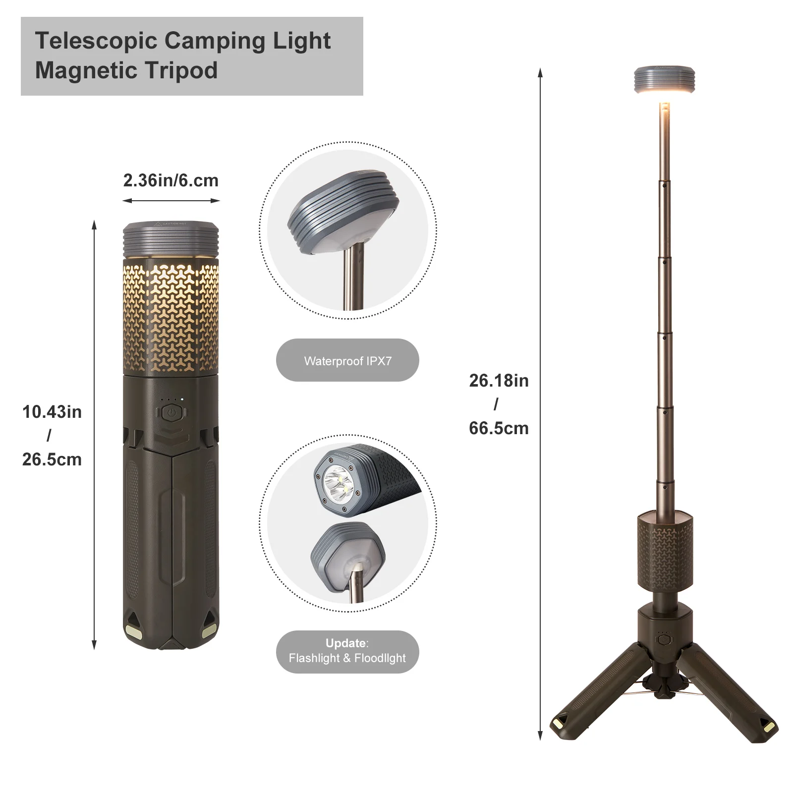 Camping Light Telescopic and Collapsible Night Light Mobile Lighting 10500mAh Battery Built-in Magnetic Road Light  Flash Light