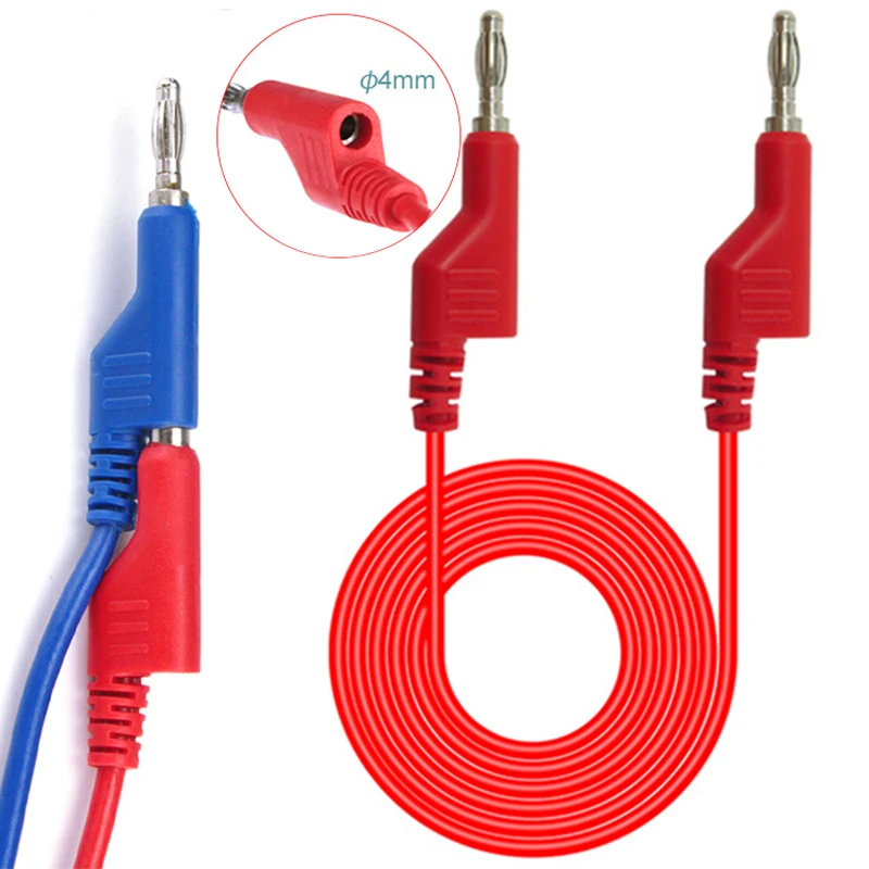 2PCS 1M Stackable Dual 4mm Banana Plug to Banana Plug Multimeter Test Leads Cable Kit 1000V/20A 5 Colors Alligator Clip