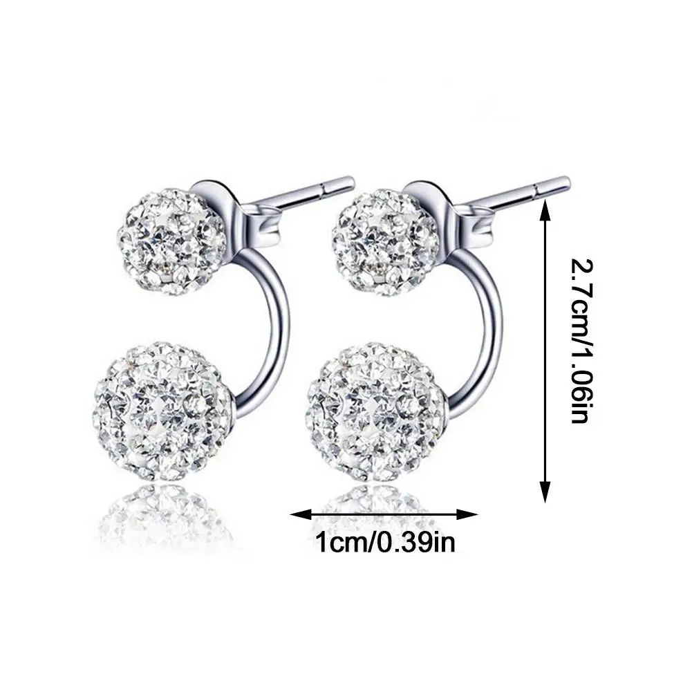 Shambhala Double Ball Design Stud Earrings Women\'s Jewelry Double Crystal Ball Earrings Korean Style Jewelry Accessories