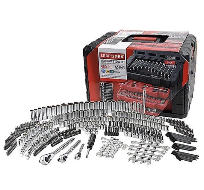 

Craftsman 450 Piece Mechanics Tool Set W/Case Wrenches SAE Metric 268 298 NEW