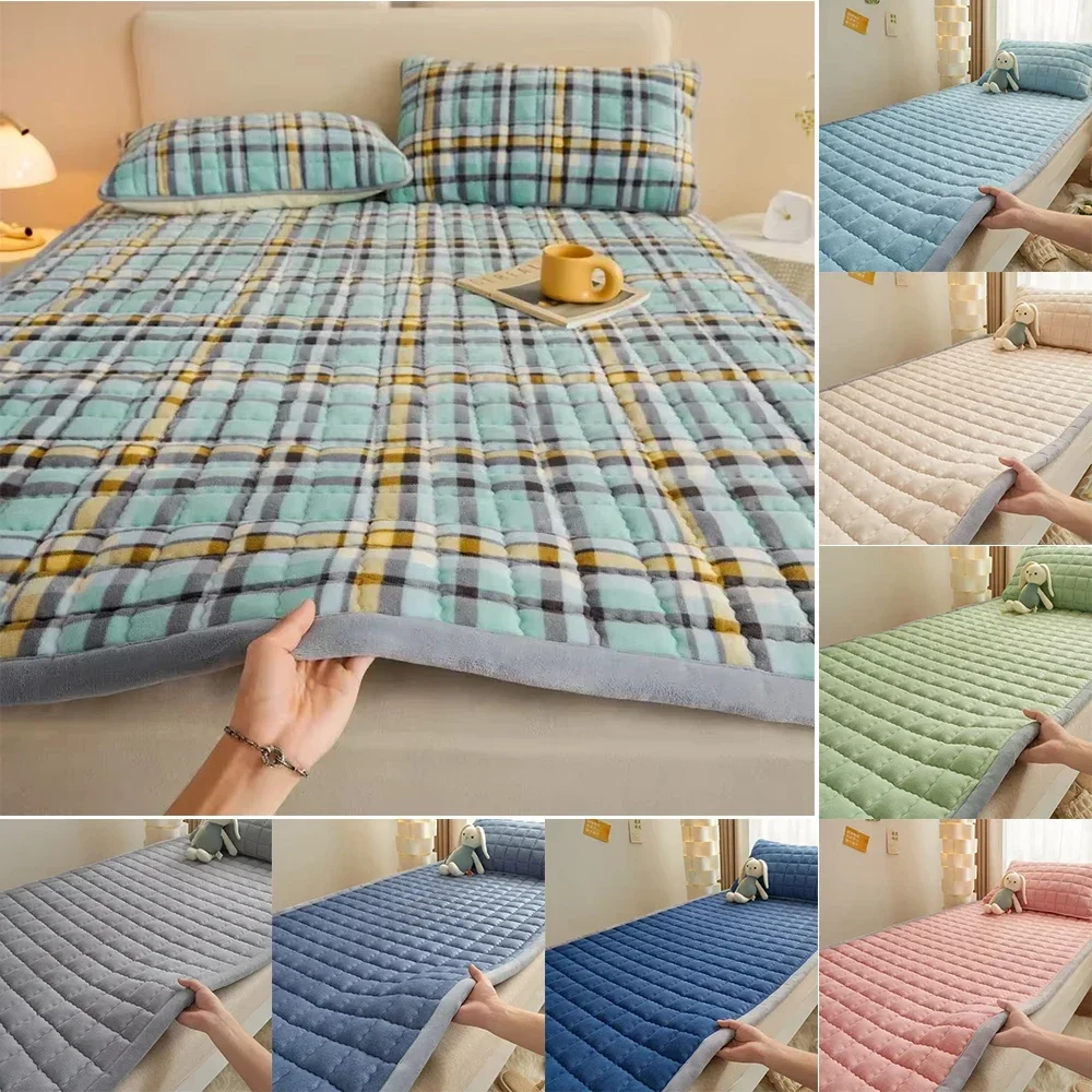 

1PC 90X200CM Thick Fleece Mattress Foldable Dormitory Soft Cushion Floor Quilted Mat Mattress Protector Cover for Home Dormitory