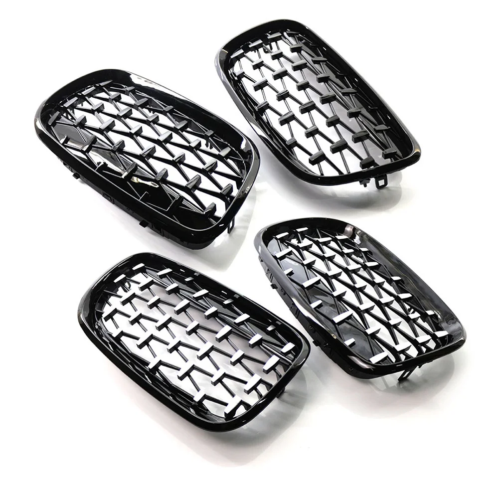 2x Front Bumper Kidney Grill Diamond Grille ABS Plastic Auto Exterior Accessories For BMW X5 E70 X6 E71