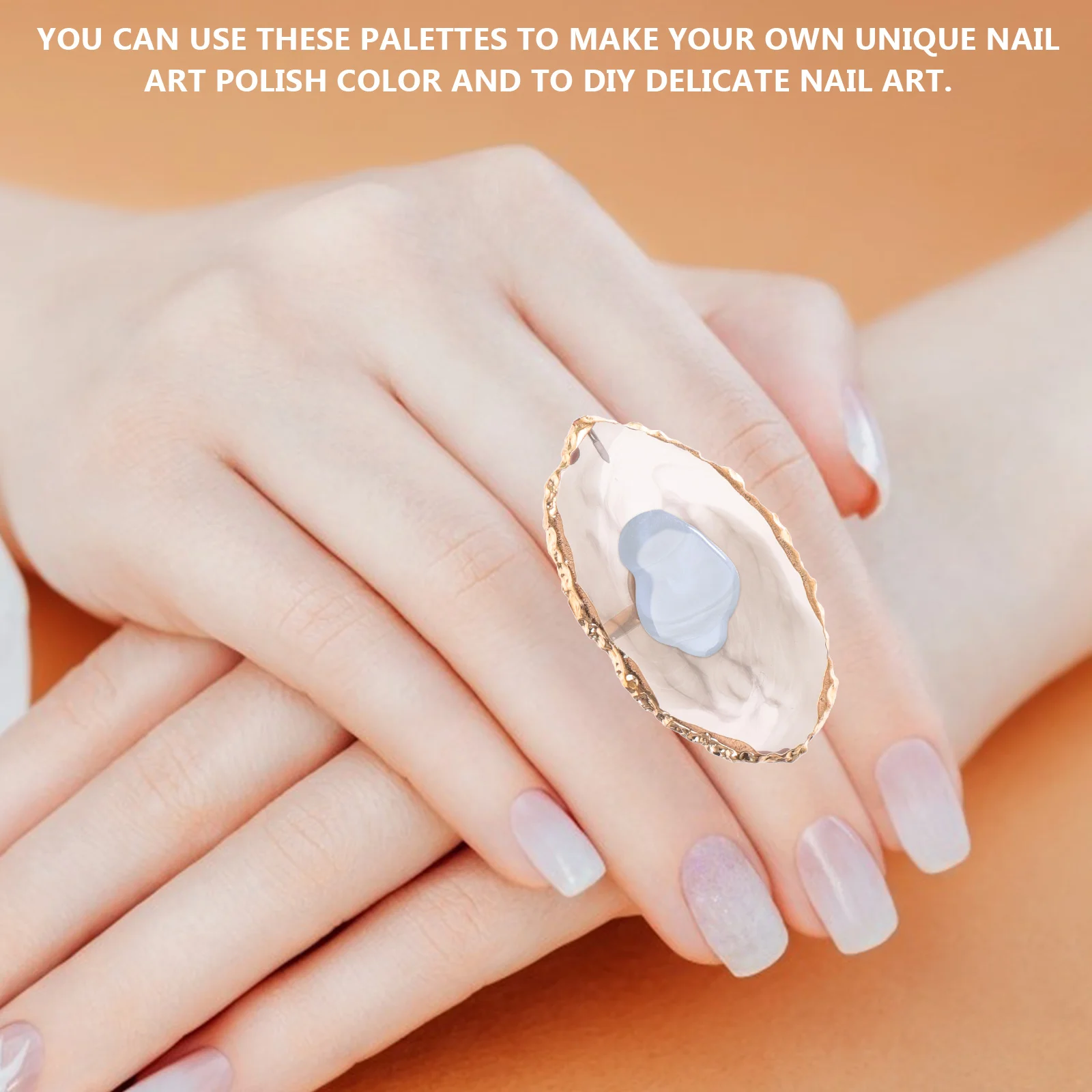 

6pcs Resin Art Palette Color Mixing Nail Polish Holder Ring Tray Ring Finger Plate Nail Polish Holder For Diy Manicure Tools