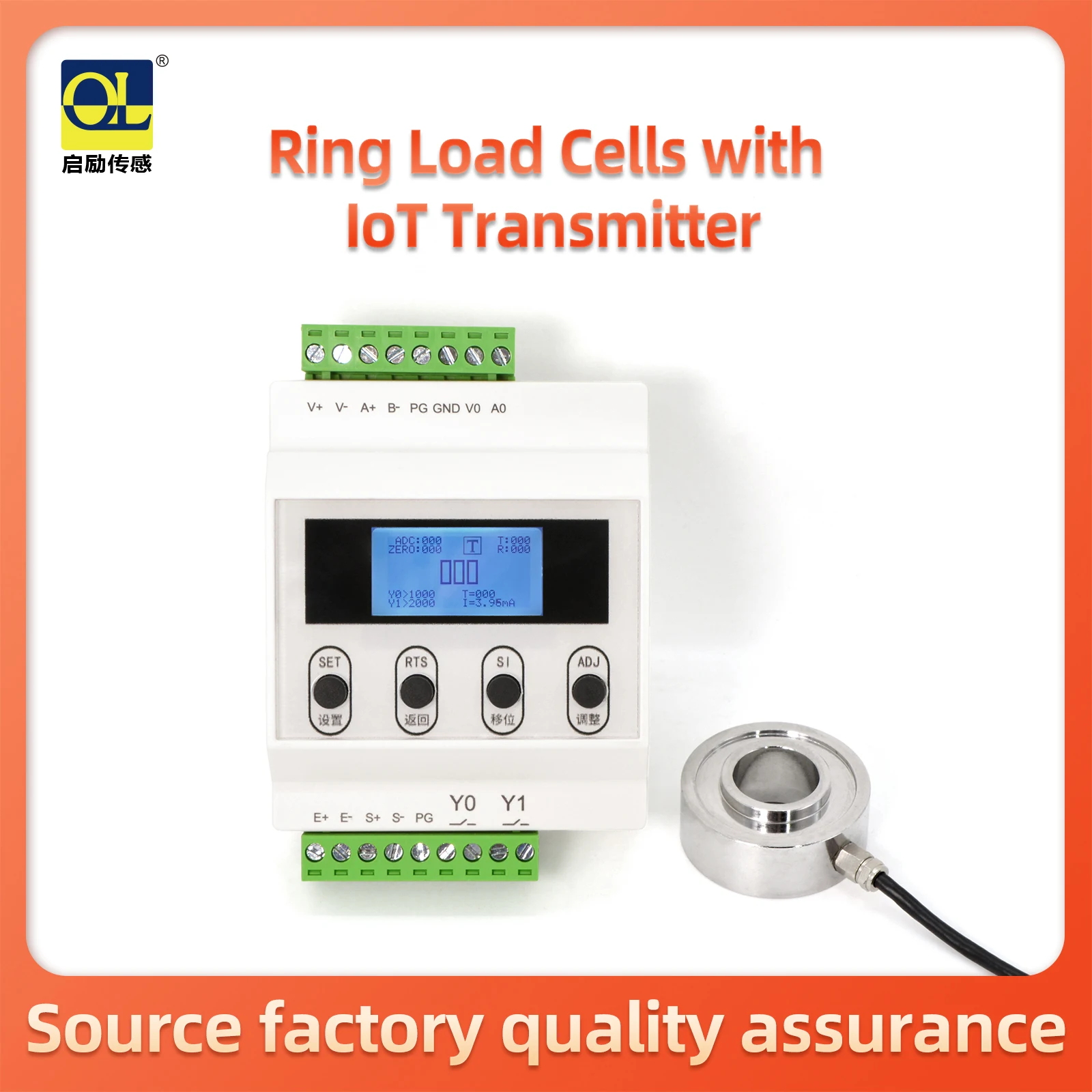 

High-precision waterproof hollow ring-shaped weighing pressure sensor, bolt preload detection, through hole pressure measurement