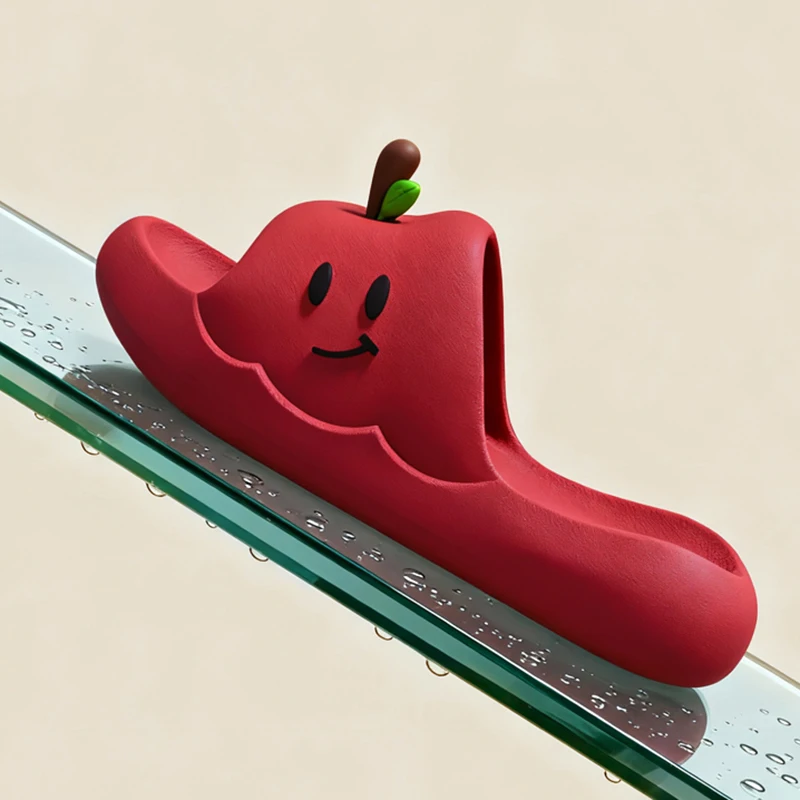 2026 Lovely Apple Eva Slippers Women Summer Couple Platform Cloud Slippers Woman Lightweight Non Slip Indoor Home Slides Female image 3