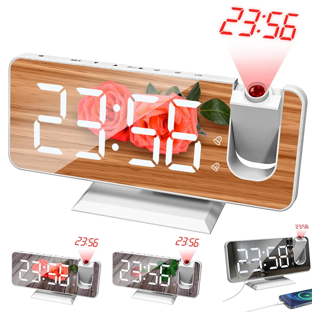 دوران العارض ساعة السقف شاشة كبيرة الخلفية غفوة ساعة ذكي مضيئة LED منبه رقمي لغرفة النومCar #2