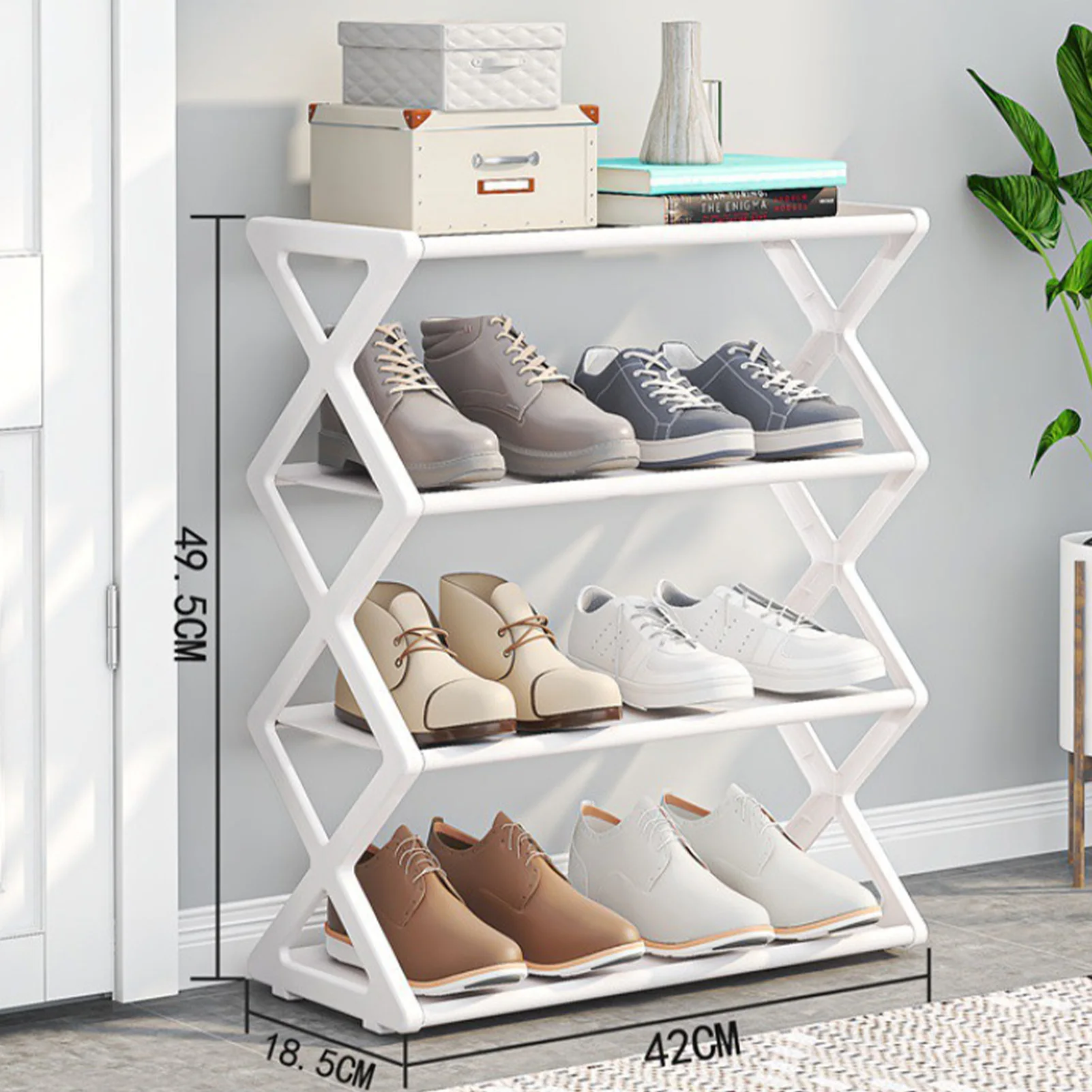 4 Tier Foldable Shoe Rack Space Saving  Standing Shoe Storage Organizer for Closet Hallway Entryway Bedroom 4 Tier Shoe Rack