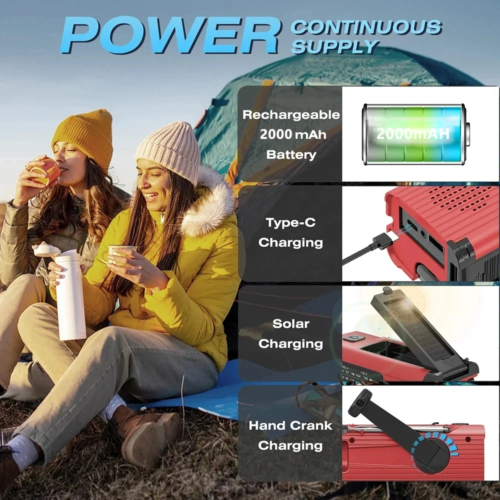 D5 SOS Alarm Notfall Handkurbel Radio AM/FM NOAA Solar Power USB Aufladbare 4000 mAh Power Bank Tragbare Radio LED Taschenlampe