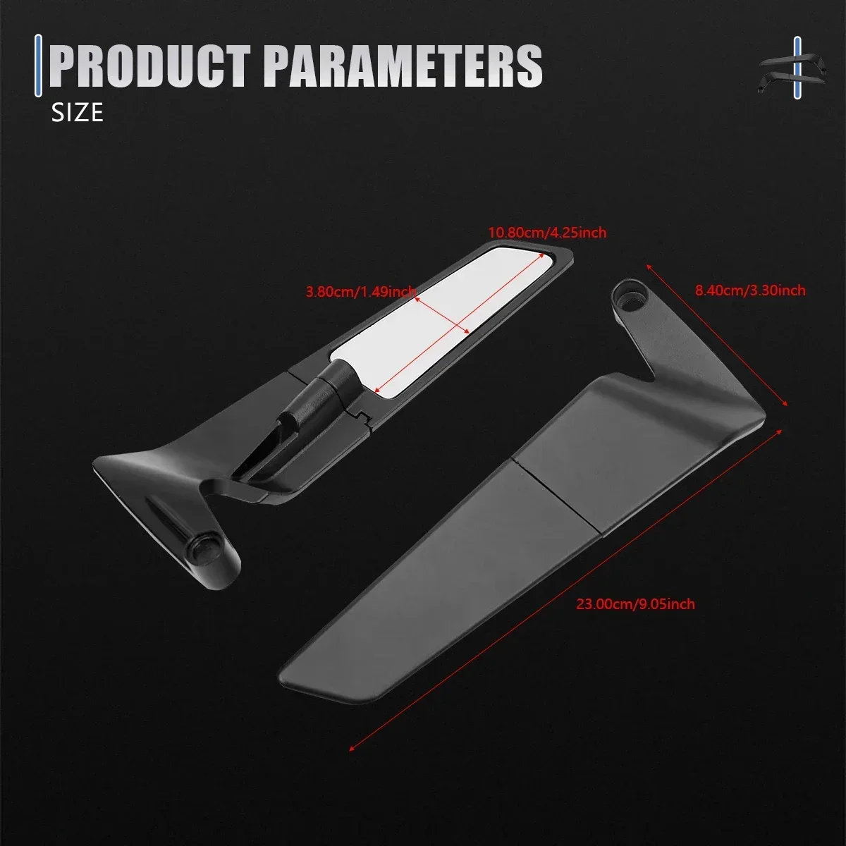 Adequado para kawasaki motocicleta modificado carro esportivo de corrida asa fixa dobrável espelho retrovisor rotativo