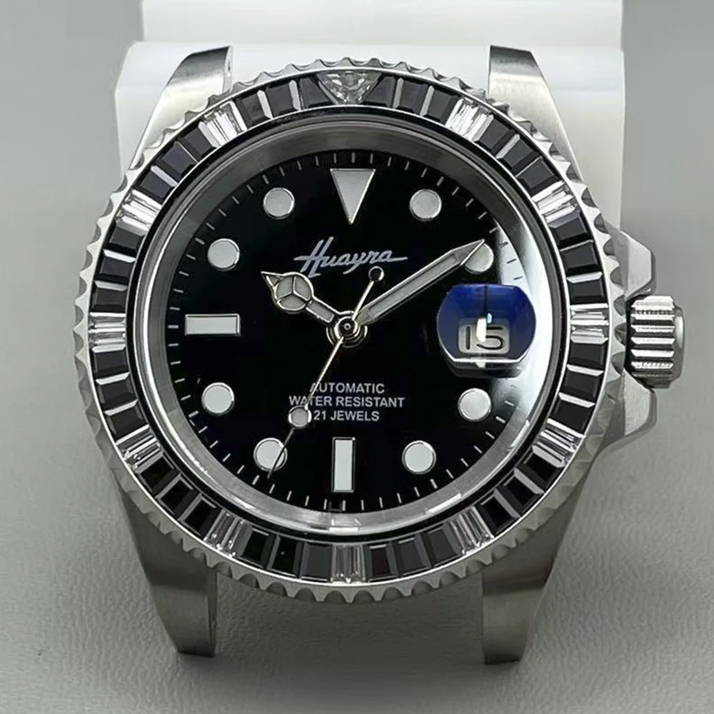 St1612 Men's Automatic Mechanical Watch 40mm Sapphire Crystal Display 8215 Movement Black Dial Steel Case Waterproof Function