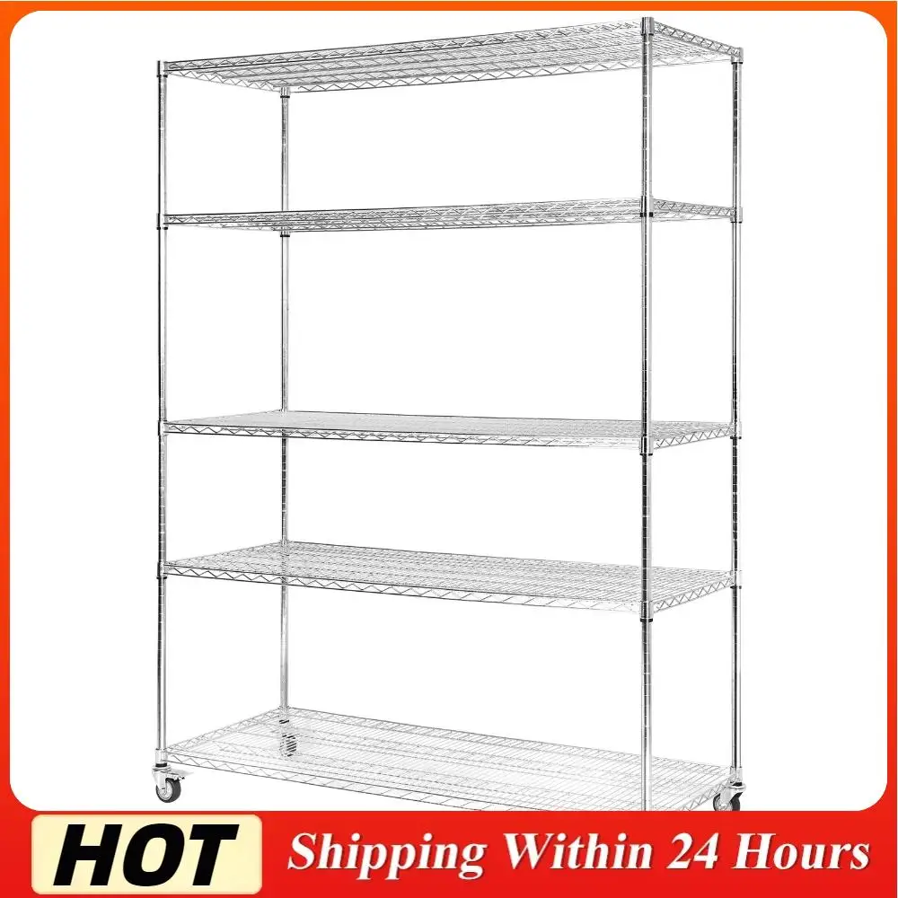 

5 Tier 7500lbs Capacity Metal Shelf Wire Rack with Wheels & Shelf Liner Garage Shelving for Pantry Garage Commercial Industrials