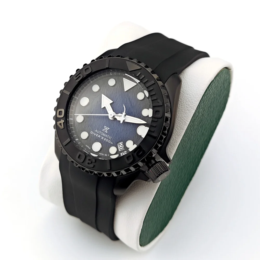Механические часы NH35, 3d-часы с модифицированным зеленым свечением на лицевой стороне, точные стальные бриллиантовые японские автоматические часы 42 мм, 316