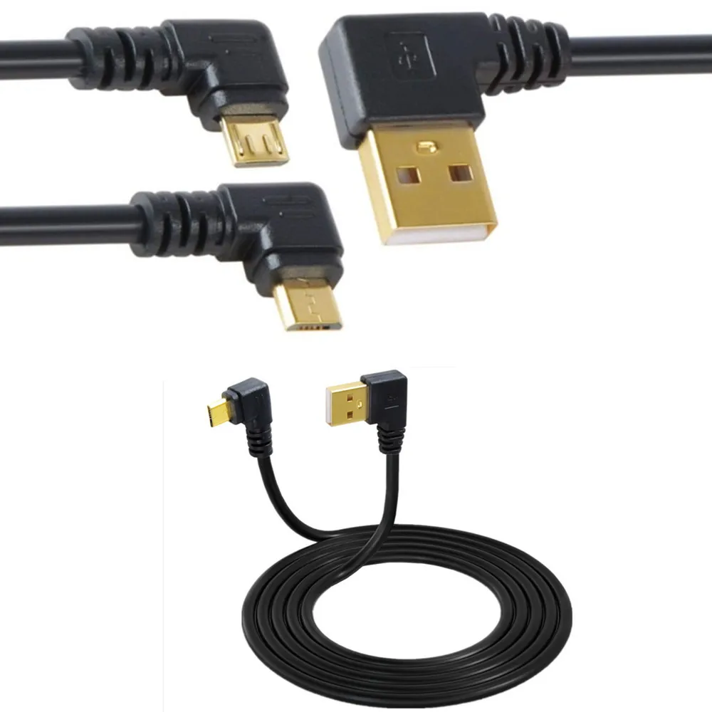 

Позолоченный двойной изгиб USB 2.0 к микро-USB-кабелю для передачи данных для телефона, планшета, USB-разъем, правый изгиб
