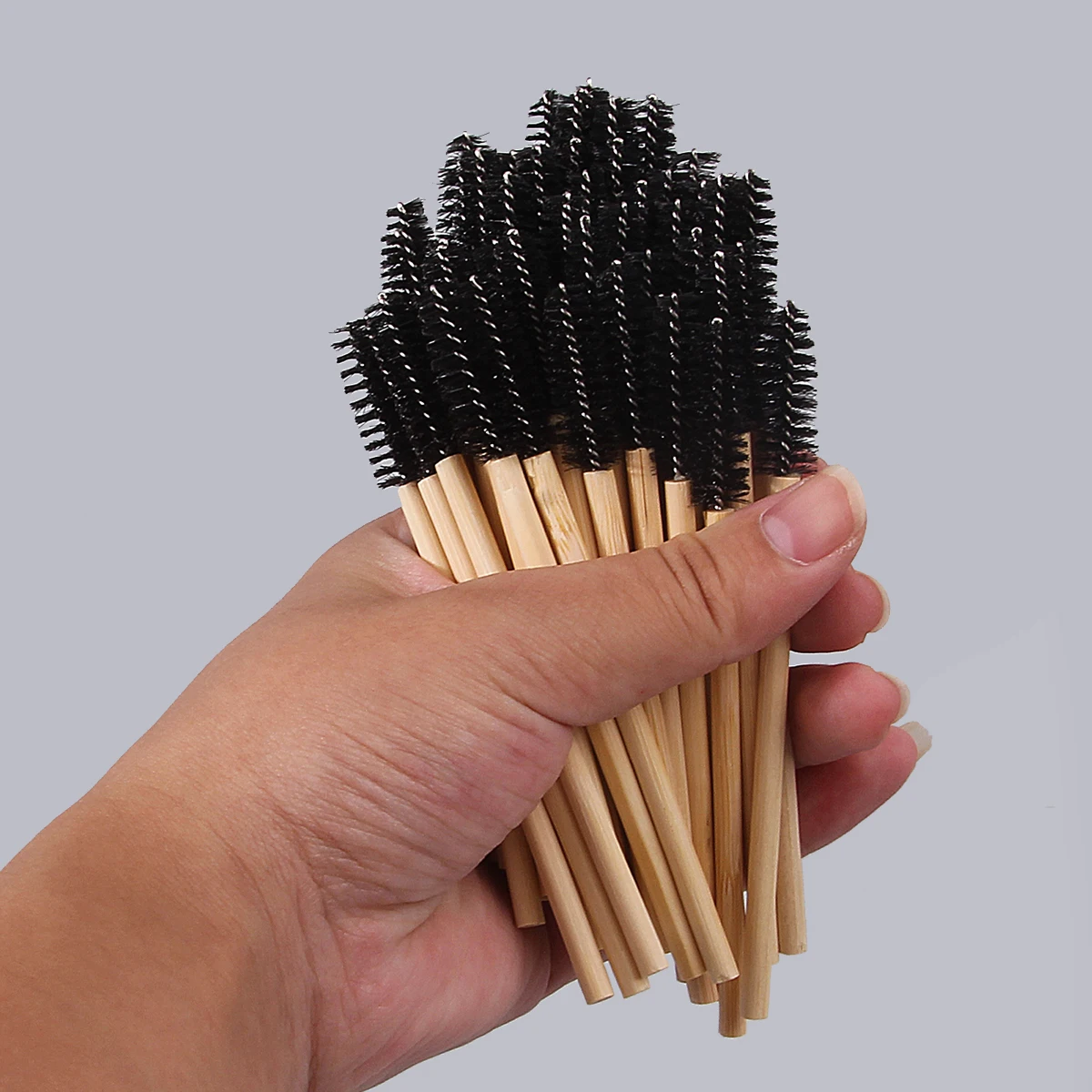 50PCS bamboo-handled mascara brushes, spiral mascara brushes, eyebrow curling brushes, grafting and implantation false mascara
