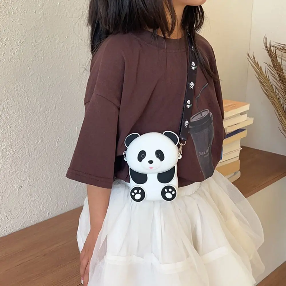 Soft Cartoon Panda Crossbody Bag Multifunctional Animal Panda Silicone Bag Y2K Card Holder Cartoon Coin Purse Ladies