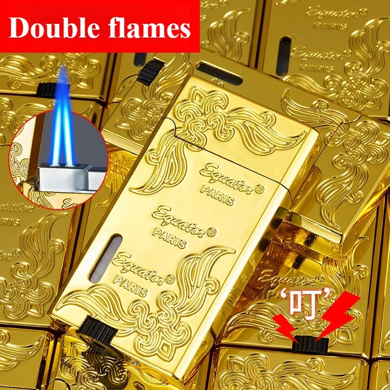 

Металлическая зажигалка с пинг-звуком, Turbo Jet, зажигалка для сигарет, ветрозащитная газовая надувная бутановая прямая зажигалка с пламенем, мужской подарок