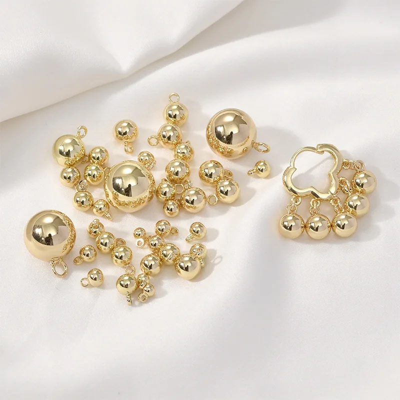 

Медный кулон-шар с покрытием из 14-каратного золота, полый, для самостоятельного изготовления браслетов, ожерелий, серег, аксессуары для рукоделия