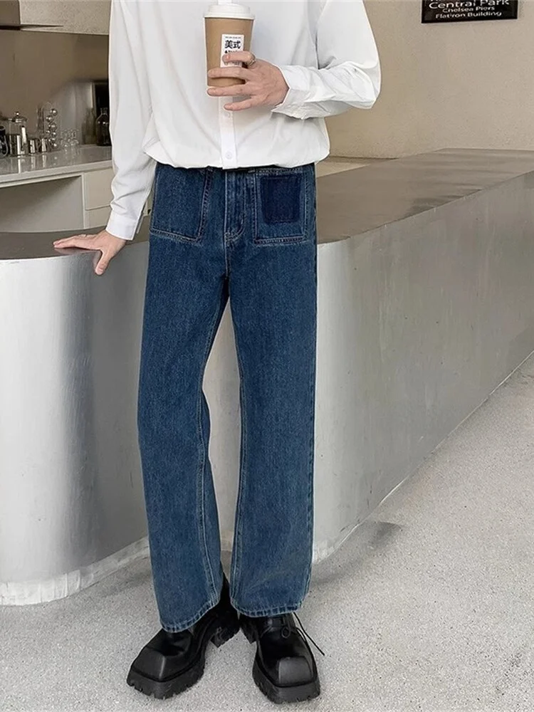

Briti Preppy Sle Men's Jeans Casual Straight Leg High Street Vibe Spring 2024 New American Brand Youth Wear
