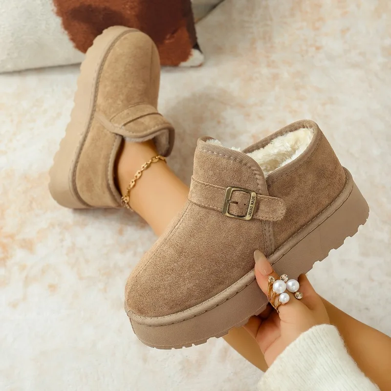 

Thick bottom heightening shoes women's padded warm snow boots 2025 new winter casual Loafers cotton shoes