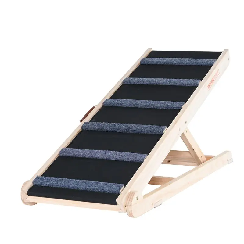 

Dog Ramp Folding Ladder Anti-slip High Adjustable Wooden Pet Ramp Removable for Small Old Dog Climbing Stairs Sofa Car Bed
