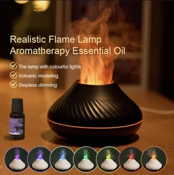 Volcanic Aroma Diffuser Essential Oil Lamp 130ml USB Portable Air Humidifier with Color Flame Night Light