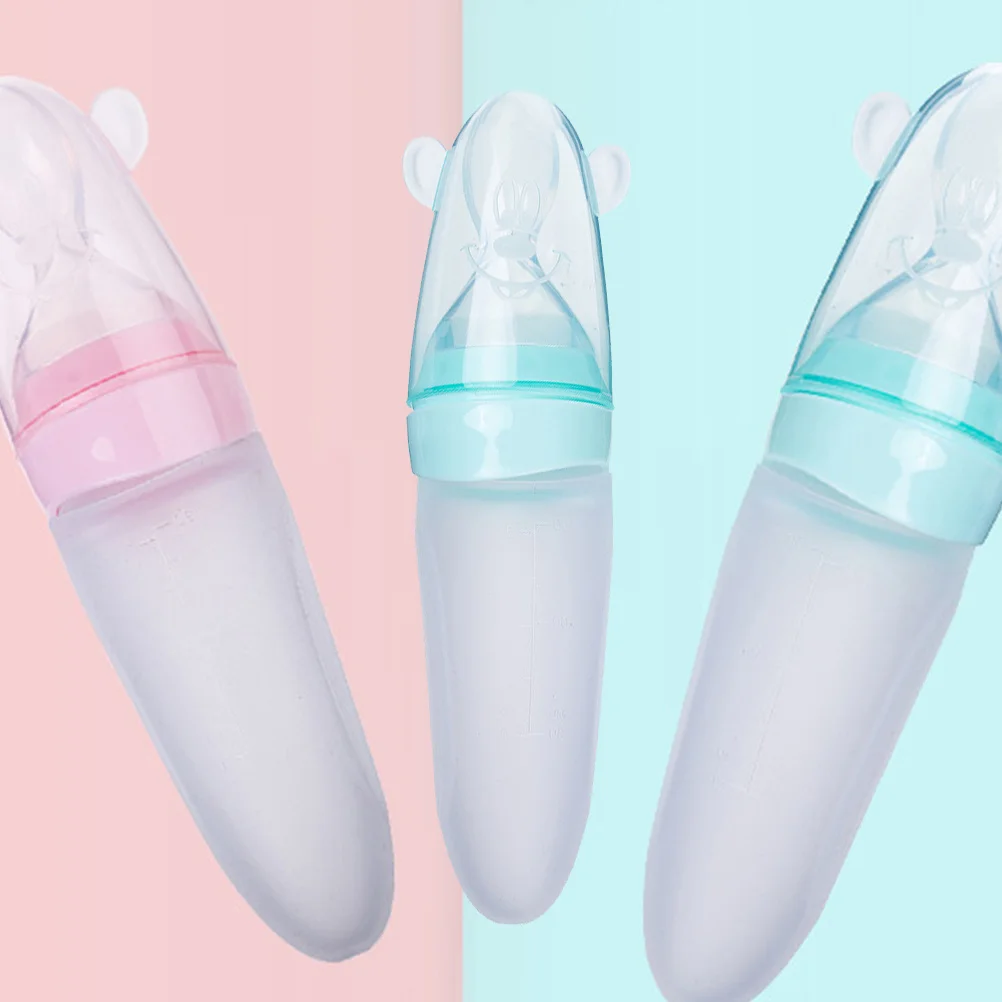 زجاجات تغذية الرضع، عصارة سيليكون، مادة من الدرجة الأولى، آمنة ومتينة وسهلة التغذية، الحبوب النقية، مكمل غذائي للأطفال باللون الأخضر