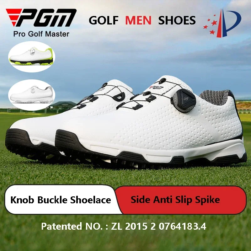 PGM Men Waterproof Golf Shoes Male Non-Slip Rotating Buckle Golf Sneaker Men Breathable Lightweight Shoes Ourdoor Footwear