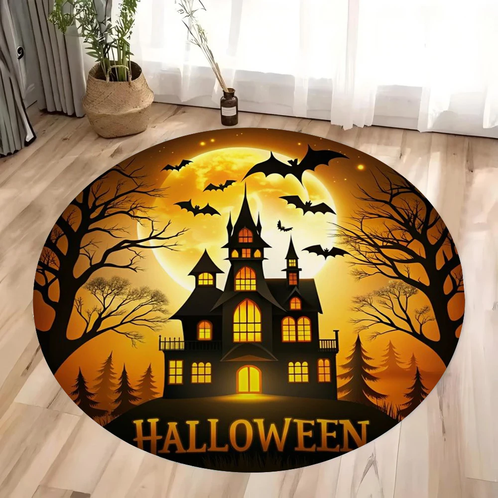 سجادة دائرية للهالوين لديكور غرفة المعيشة وغرفة النوم، سجادة طاولة القهوة، الأريكة، وسادة تزيين الحفلات، ديكور المنزل