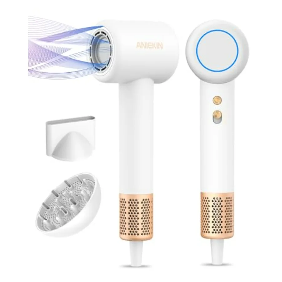 

Hair Dryer for home, travel, salon use; plastic body; black; high-speed ionic low noise with brushless motor, thermo-control, m