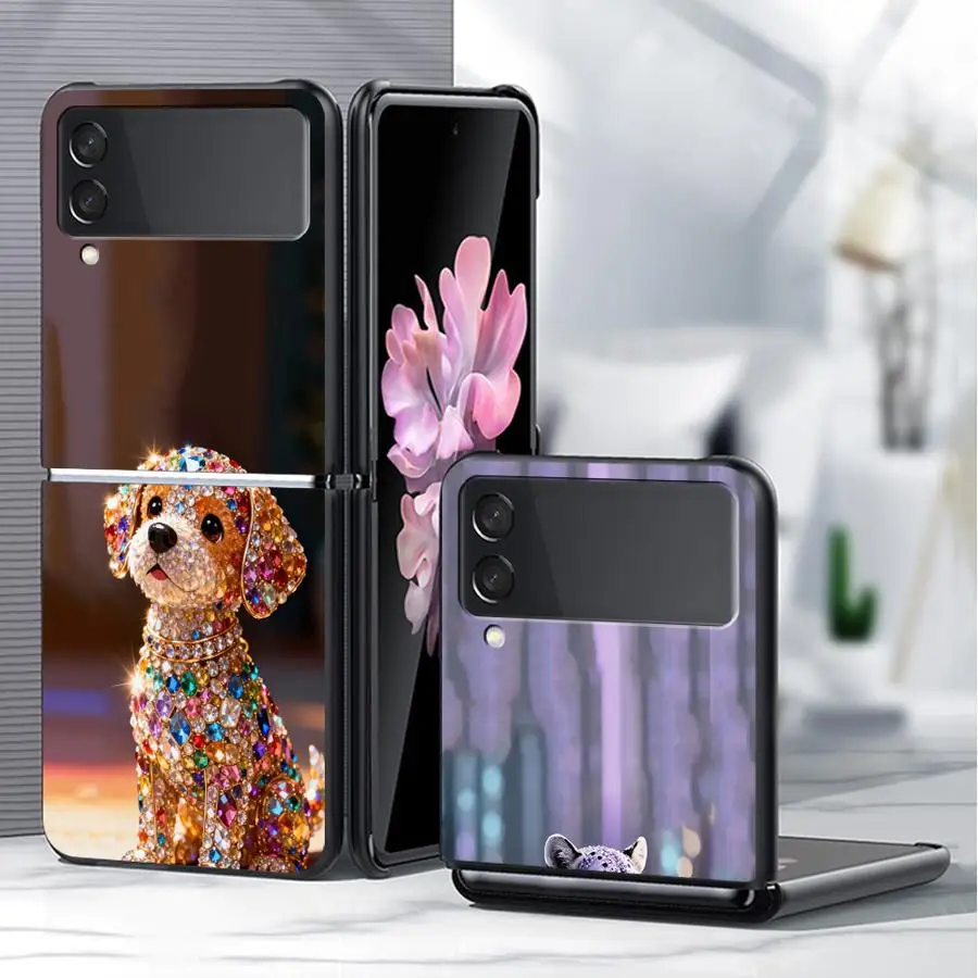 Crystal Puppy Leopard Case for Samsung Galaxy ZFlip3 ZFlip6 ZFlip7 FE Z Flip 7 6 5 4 3 ZFlip5 ZFlip4 Hard Phone Cover