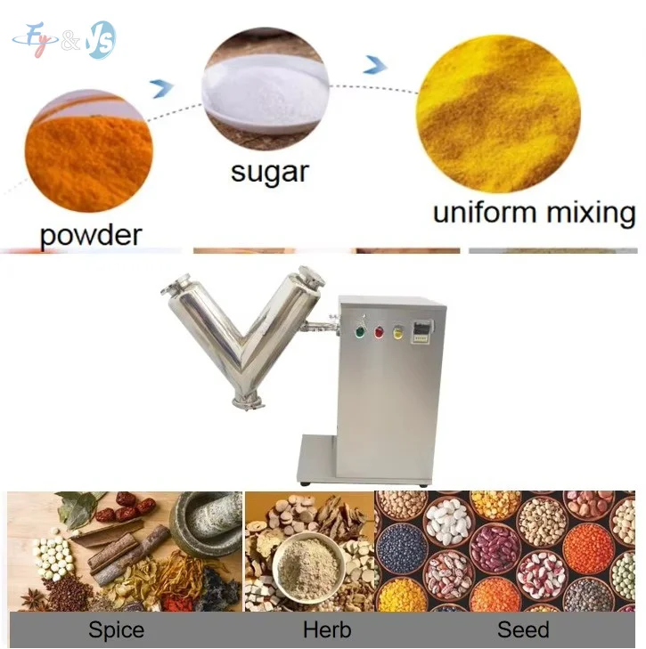 Mezclador de Polvo Seco Tipo V VH-2 de Acero Inoxidable, Licuadora de Laboratorio para Mezcla de Partículas en Alimentos, Medicina y Experimentos Educativos