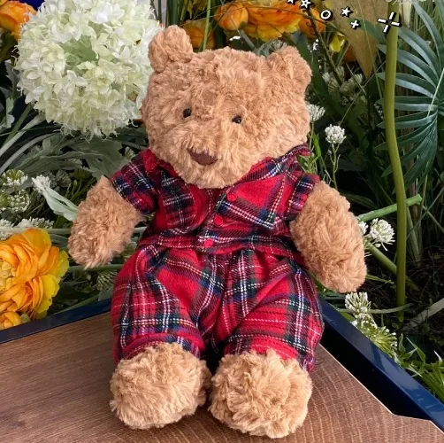 Barceló Bear Plaid Pajamas Bear Jca Label Complete Gift Desk Kawaii Accessories Living Room Decoration Home Office Decor