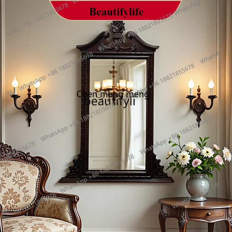 

F18 French retro fireplace mirror American engraved living room entrance decoration classical side mirror