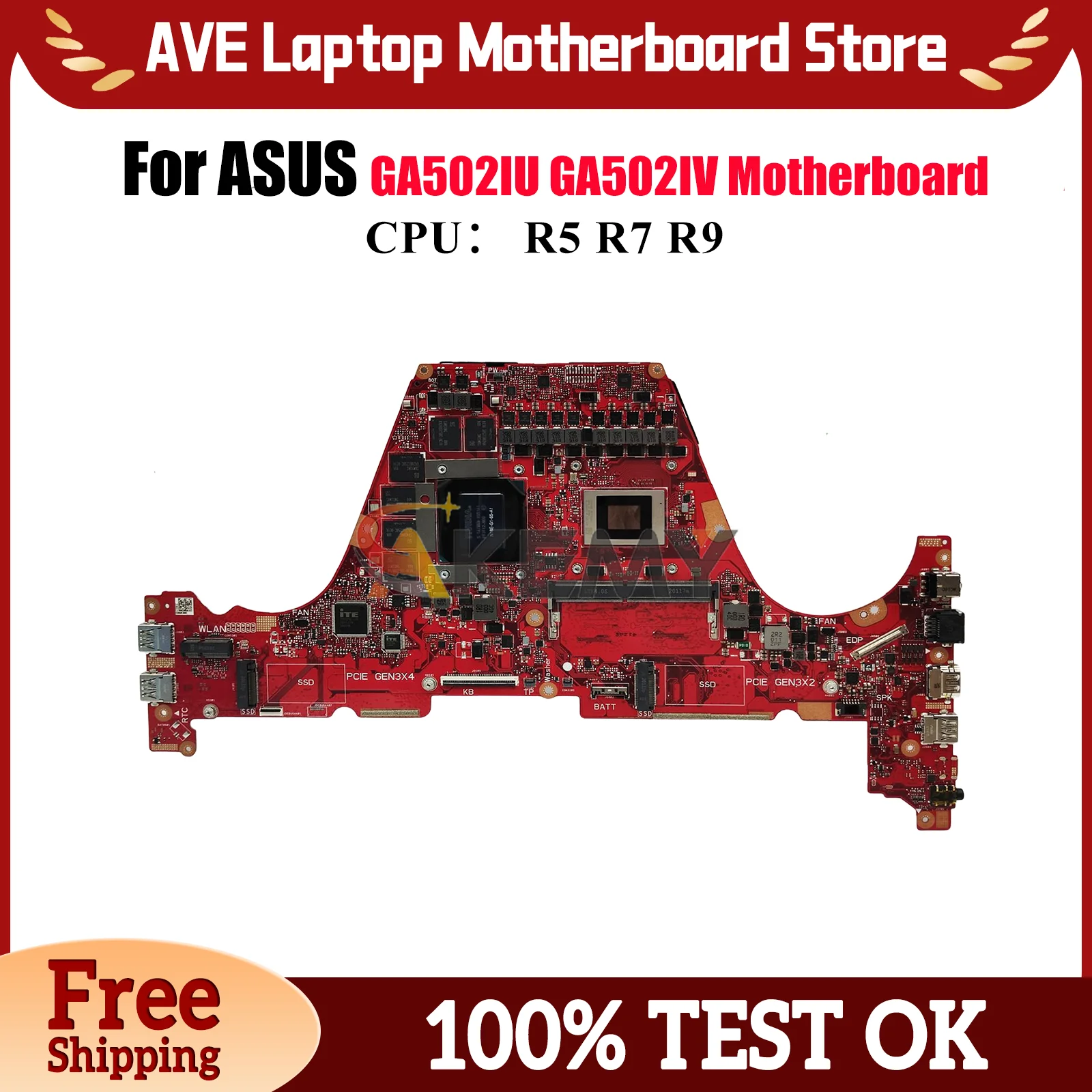 

GA502IU Laptop Motherboard For ASUS ROG Zephyrus G15 GA502I GA502IV GA502IU Notebook Mainboard With R5 R7 R9 CPU 118% tests OK