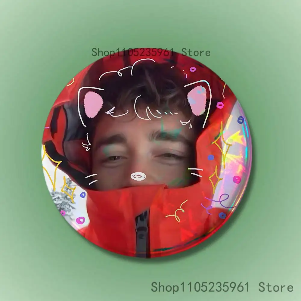 C-Charles L-Leclerc Badges 25 32 44 58 75 mm Round Cosplay Pin Fans Collect Friends Gifts Brooch Souvenir Custom